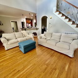 Two - Three Seater IKEA Sofas Plus Ottoman 
