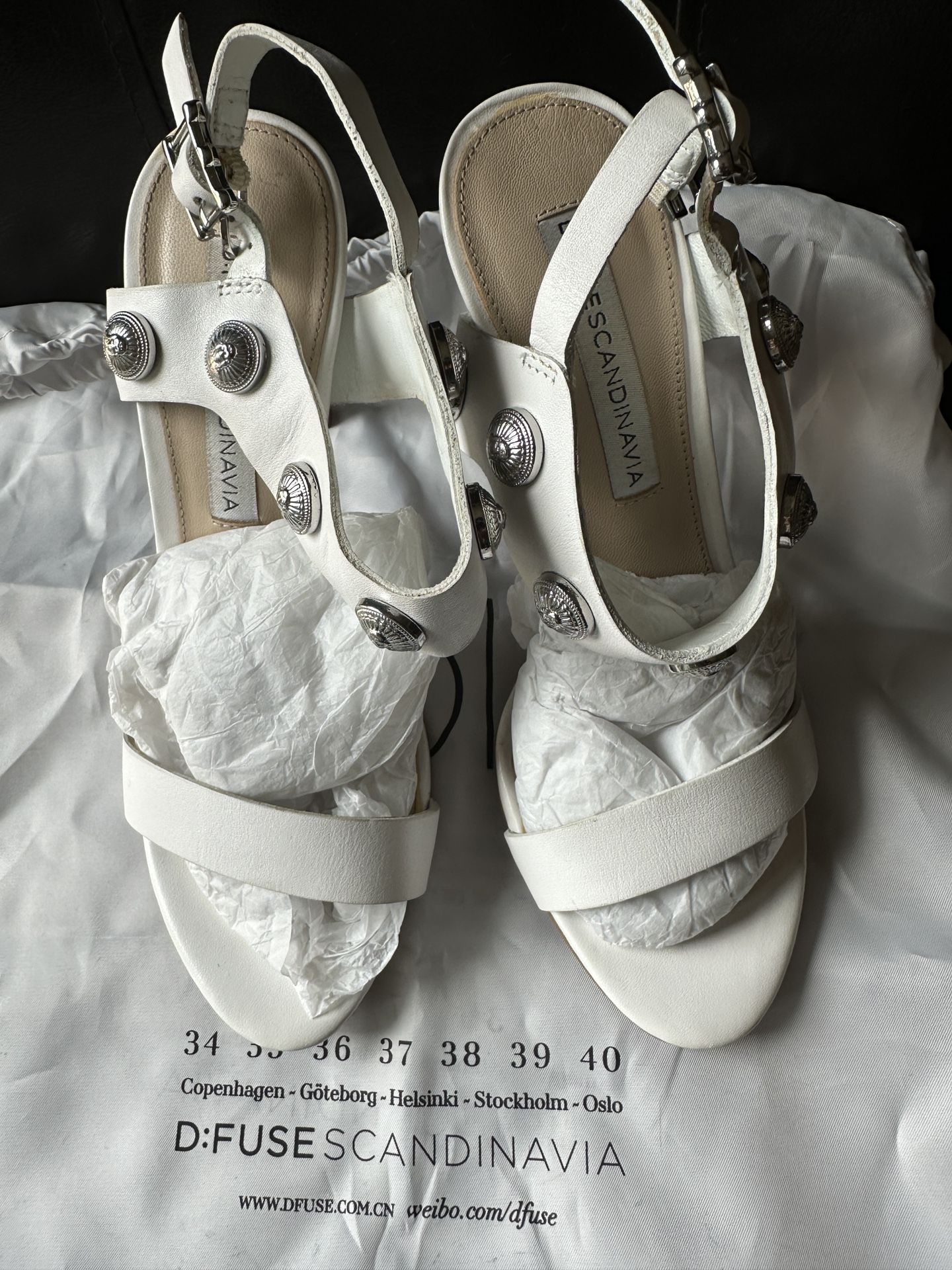 White Leather High Heels