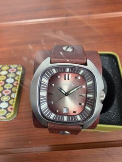 Vintage Fossil Brown Leather Cuff Watch Fossil