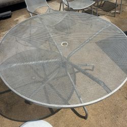 Metal Table, Chairs, And Stand
