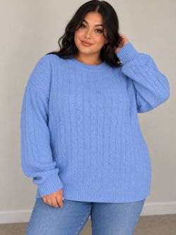Women’s hippie rose Classic Cable Knit Women's Sweater - Light Blue size XL