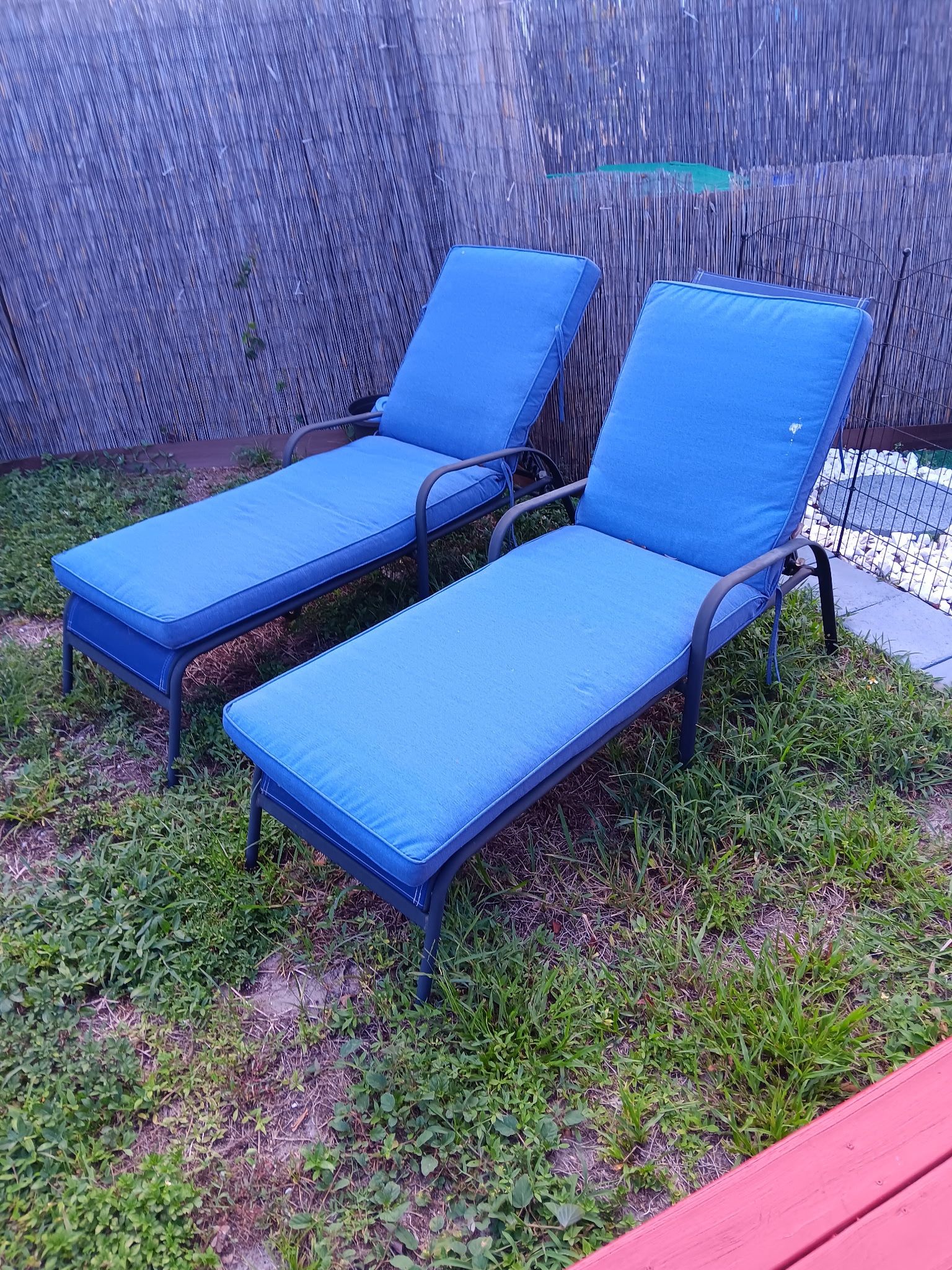 (2) Blue Adjustable Pool Lounge Chairs