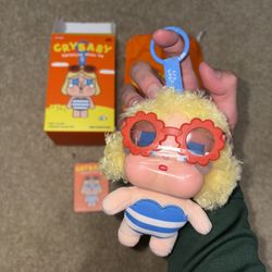 AUTHENTIC PopMart Cry Baby Plush Pendant Vacation Mode On series Sunbathing