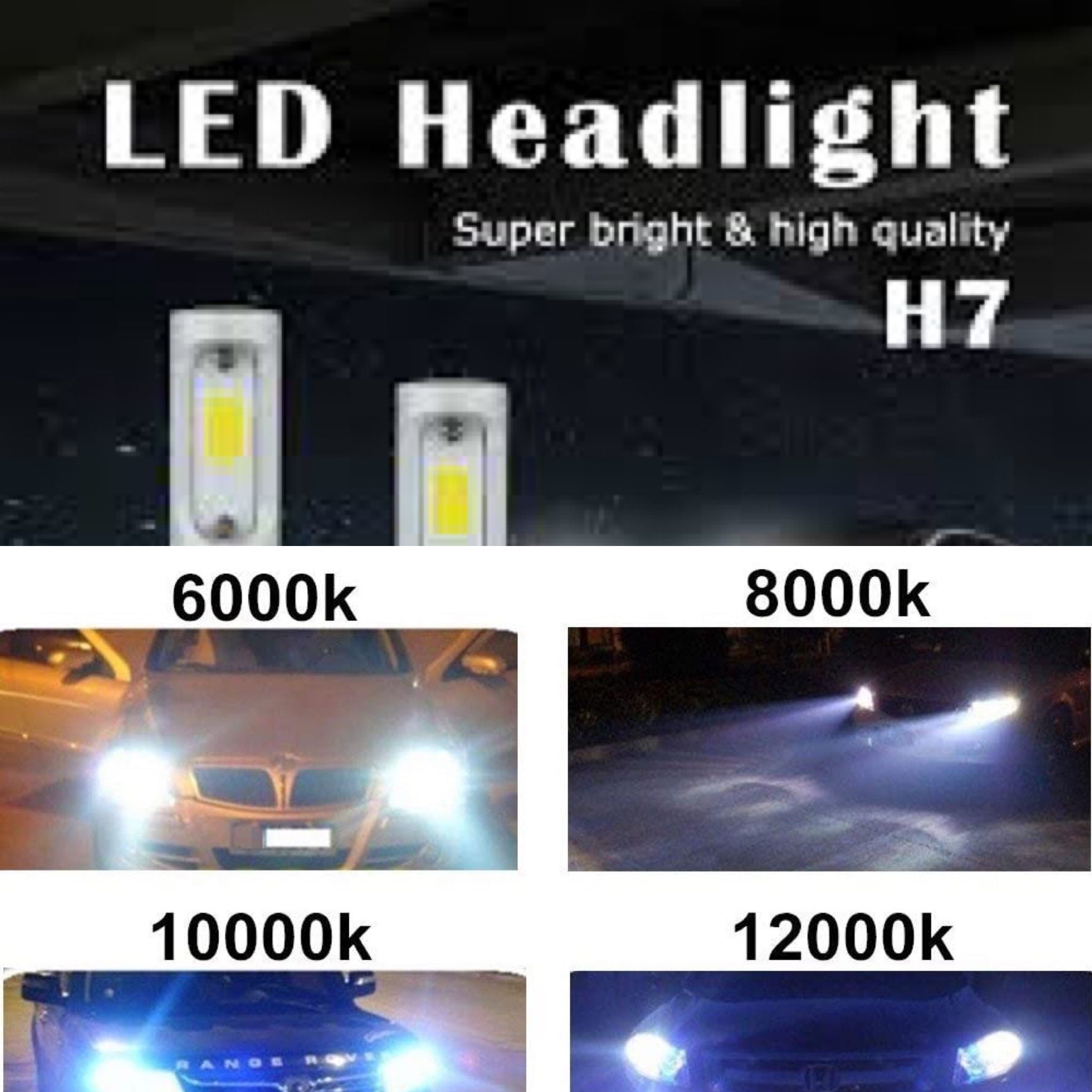 H15 High Beam Headlight LED Bulbs Lights - 6000k LED 6k Super