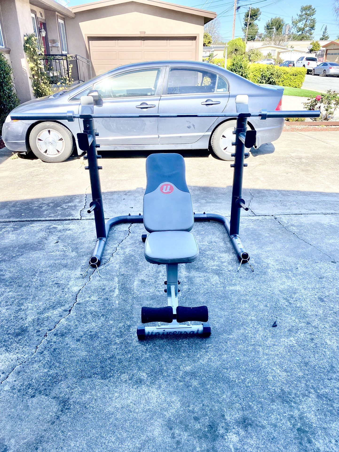 Rack , Barbell and Adjustable Bench