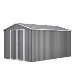 8 x 12 FT Outdoor Storage Shed, Large Metal Tool Storage with Aluminium Frame and Lockable Doors, Storage for Backyard Garden Patio Lawn, Grey