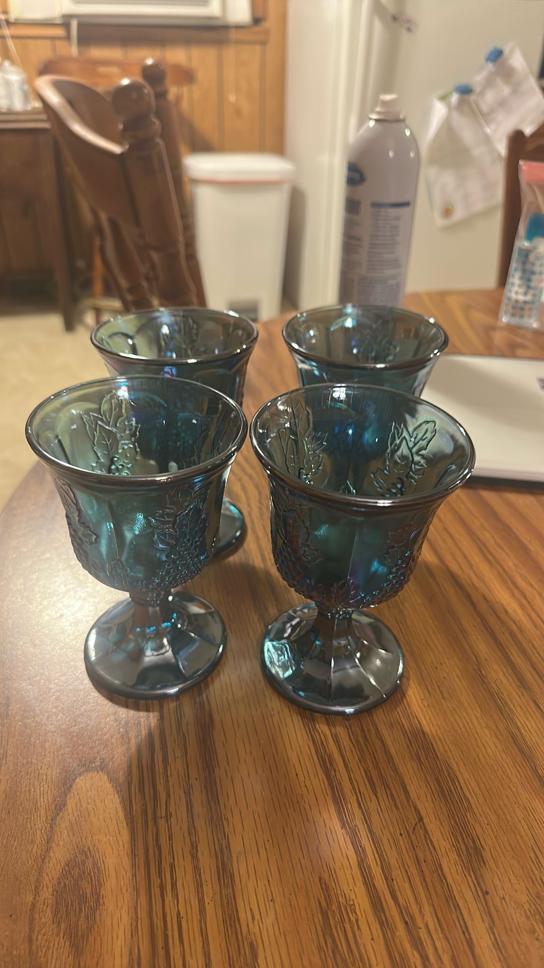 Blue Iridescent Carnival Glass