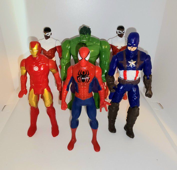 Marvel figures 6 inch Ironman, Captain America, Hulk, Spiderman and Falcon