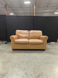 American Leather "Gaines" Top-Grain Leather Loveseat – Camel