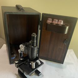 Vintage AO Spencer Microscope 278109 Wood Case Adjustable Mirror Illuminator
