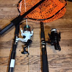 A Shakespeare Ugly Stick Catfish Rod And A Eagle  Claw On A Eagle Call Rod And Not Listening Tripod And A Coleman Fold Down Fishing Chair .