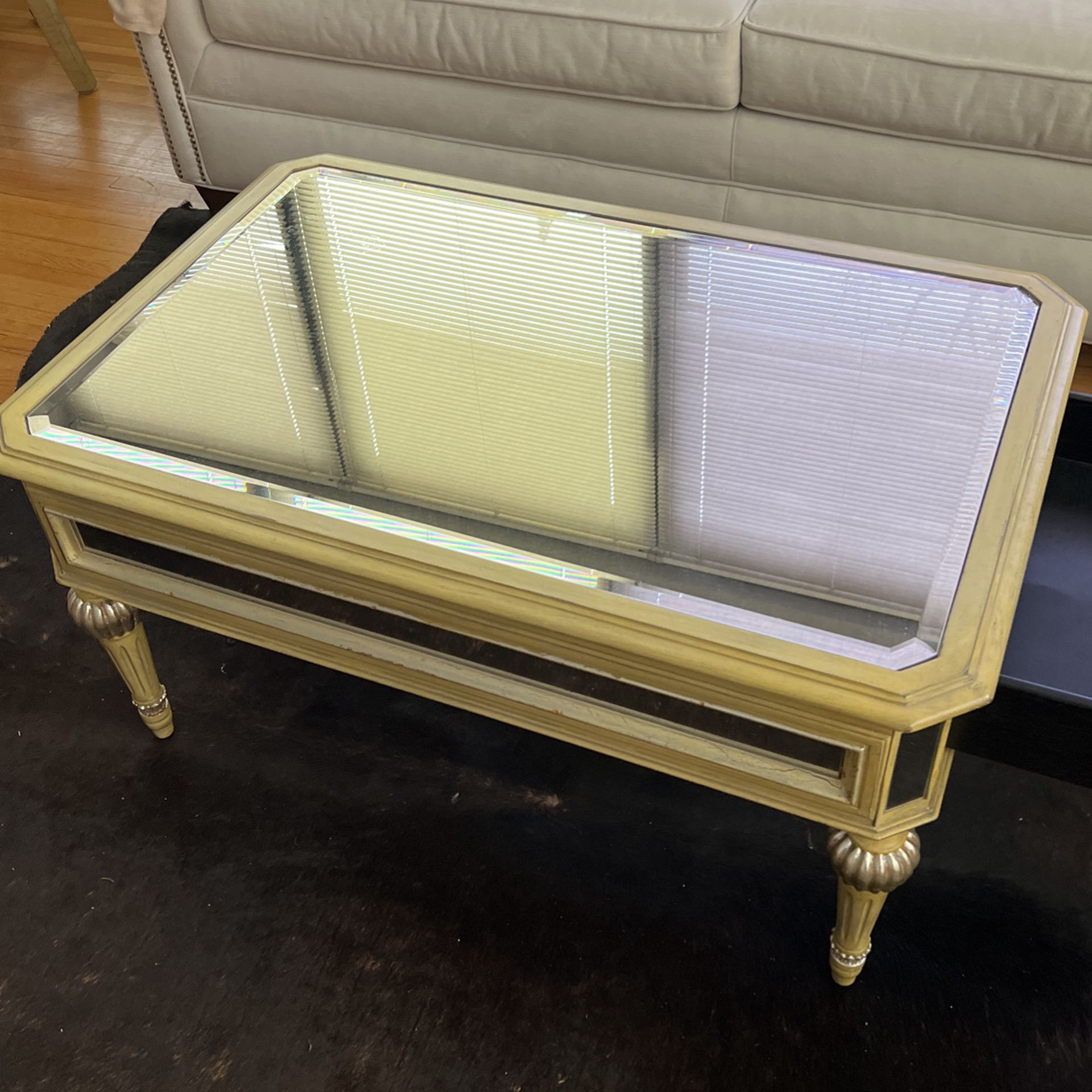 Horchow Mirrored Coffee Table Gold/Silver /Antigue