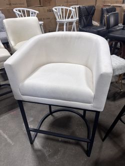 Fabric White Counter Stool.