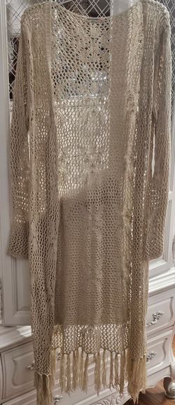 Tan Crochet Duster Sz.L  $8