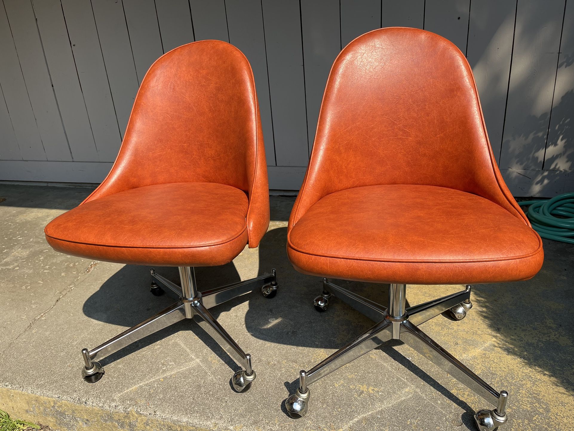 Vintage Burnt Orange Swivel Chairs 1978
