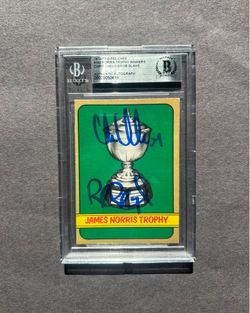 Vintage 1972 OPC Norris Trophy Chris Chelios/Rob Blake Dual signed.Negotiable