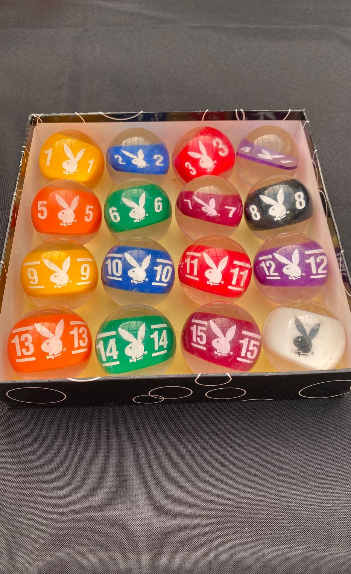 Vintage Clear Playboy Bunny Billiard Balls