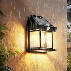 Solar Wall Lamp, Solar Street Light Outdoor, 3 Modes Waterproof Solar Motion Sensor Wall Lantern for Garage Garden Yard Patio Outside Decorative