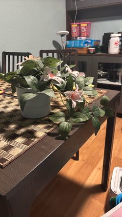 Fake Plant In Blue Pot