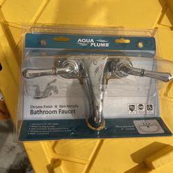 BATH FAUCET NEW IN PACKAGE AQUA PLUMB TWO HANDLE