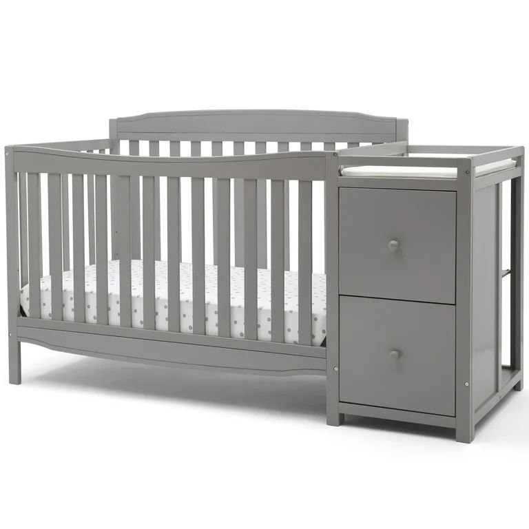 Grey Baby Crib With Changer