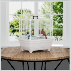 Small Bird Travel Carrier Cage: Portable Parakeet Flight Birdcage for Parrot Cockatiel Conure, Guinea Pig Rabbit Animal Cage