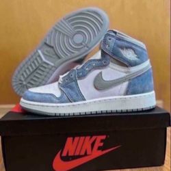 Nike Jordan 1 Retro High Hyper Royal Smoke Grey GS Size 5y/6.5 Womens Brand New