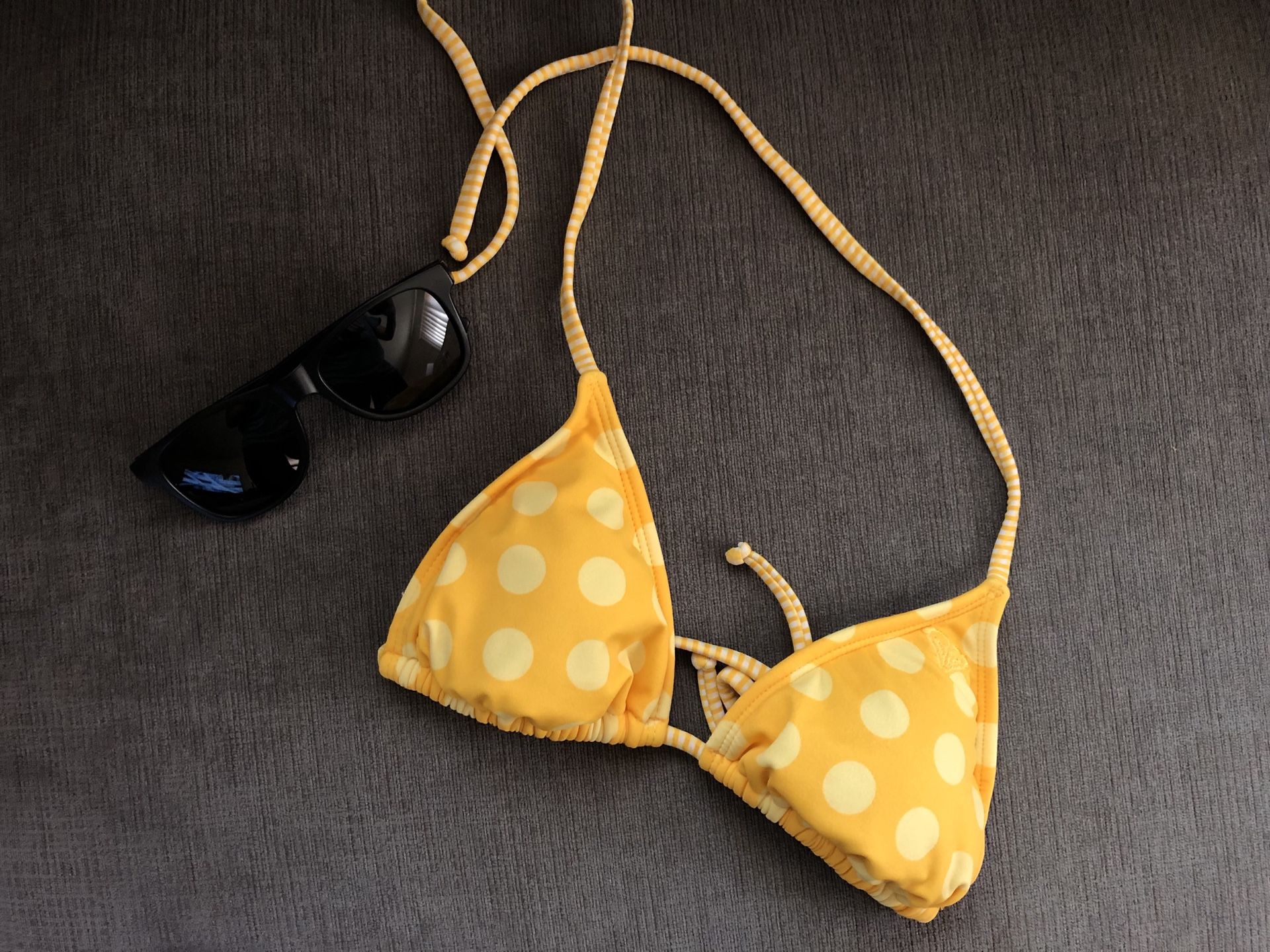 Roxy Yellow Polka Dot Bikini Top