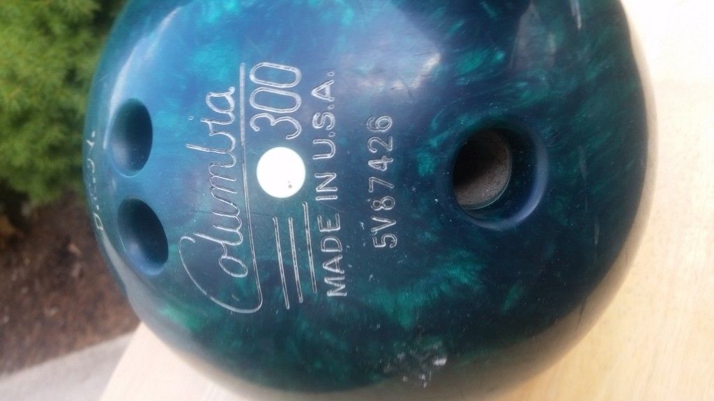 Green Bowling Ball and Bag 15 Lb