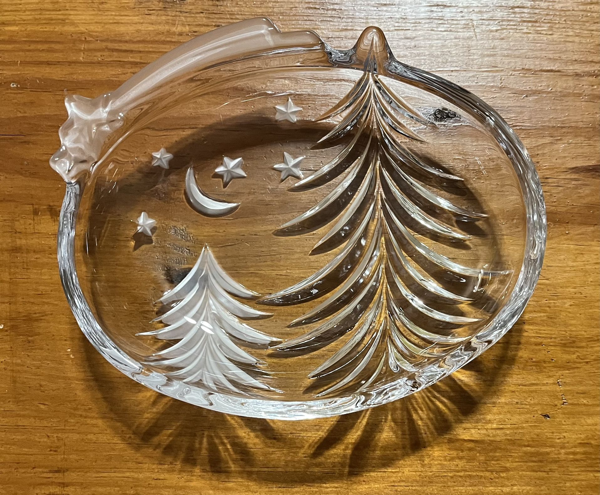 Vintage Studio Nova Crystal Candy Dish, Starry Night 7" Oval Christmas Holiday Bowl 