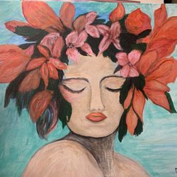 🎨 Title: “Floral Faces – Original Acrylic Portraits by Dianna” 