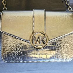 Michael Kors Medium Carmen Silver Embossed Convertible Bag
