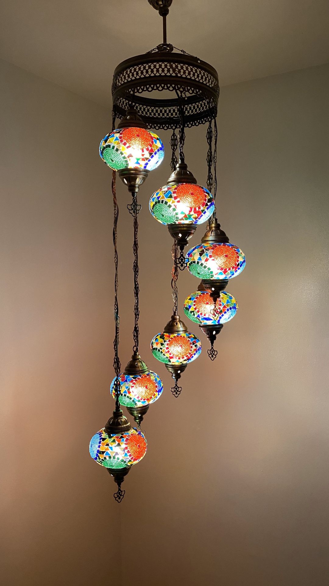 Handmade Turkish Mosaic Hanging Lamp