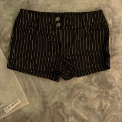 Black And White Striped Booty Shorts