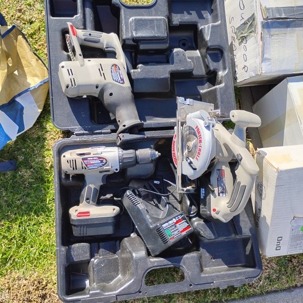 3 Porter Cable Power Tools Drill Circular Saw Tiger saw sawzall Needs Battery