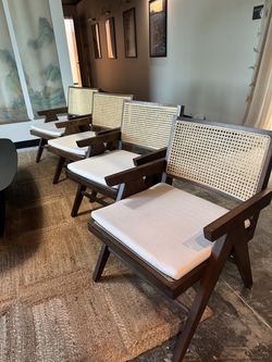 Set of 4 Birch Lane Huck Cane Accent Chairs – Like New