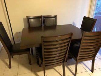Wood Dining Table Set with 6 Chairs with extension