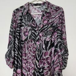 Women's Purple Animal Print Blouse Size XL