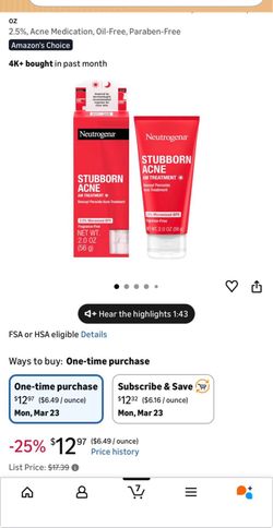 Neutrogena Stubborn Acne AM Face Treatment with 2.5% Micronized Benzoyl Peroxide Acne Medication, Oi