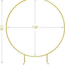 LANGXUN 7.2ft Gold Metal Round Balloon Arch kit, Backdrop Circle Stand Arch Frame for Wedding Birthday Party Decoration, Graduation Decorations and Ba