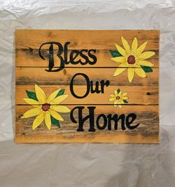 Bless Our Home Wooden Sign