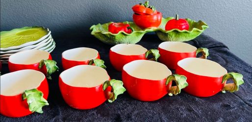 Vintage Holt Howard Tomato Dinnerware Set 1962 - 26 Pieces Service for 12 Mid Century