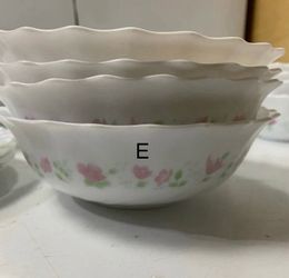 This post is for (E) Four Large Soup Bowls. Arcopal France Rose Floralies Vintage Dinnerware Set pieces. Have the rest in other posts here. (FOUR LARG