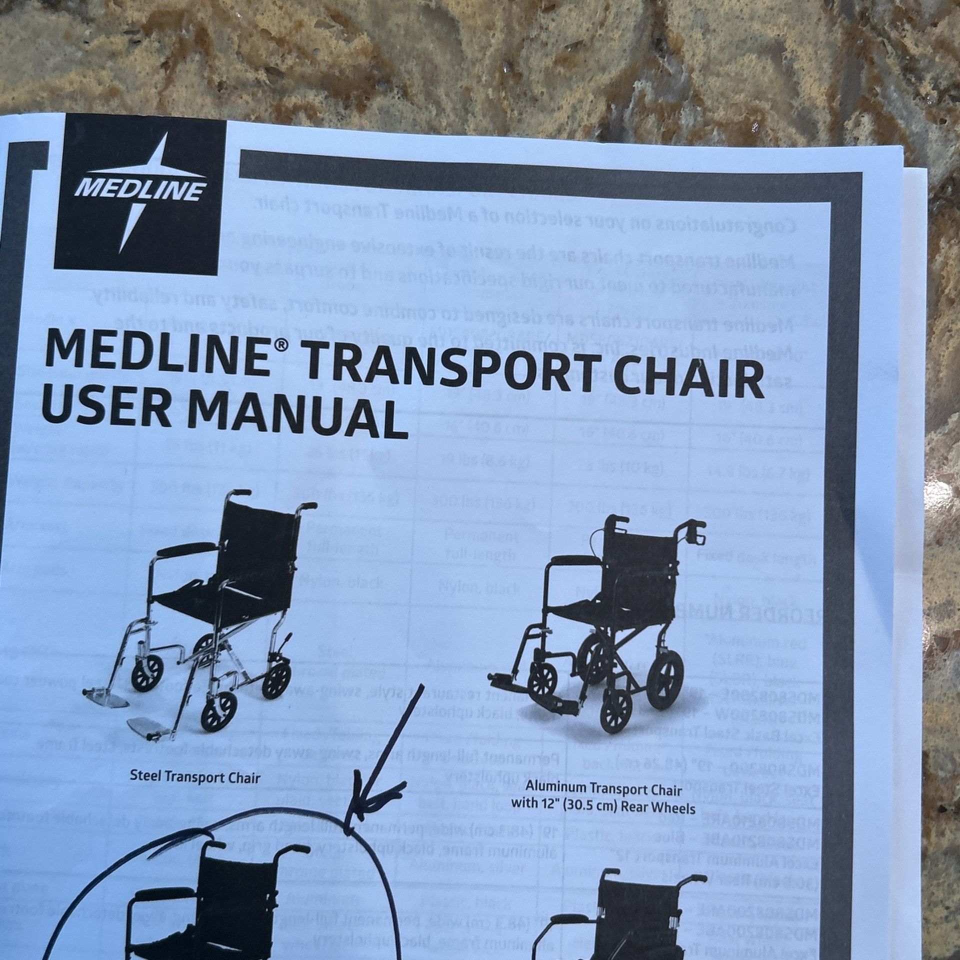 Medline Wheelchair (Transport Chair) Model # MDS908200 Red
