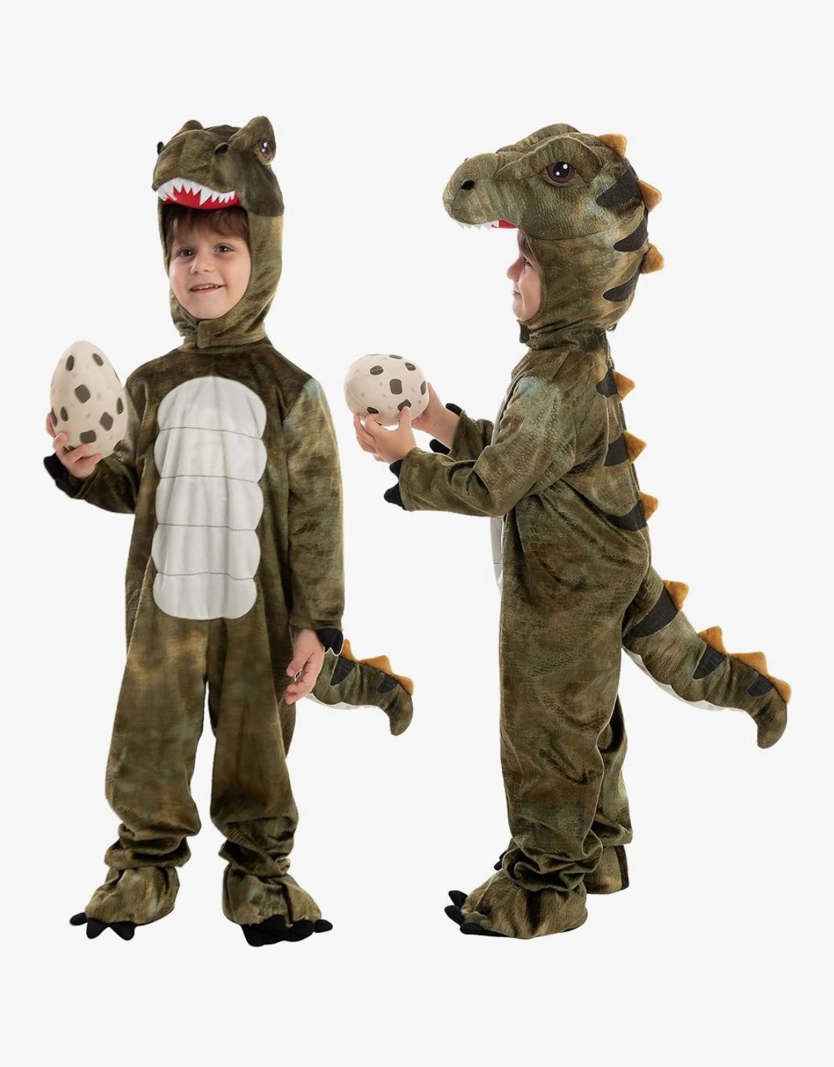 Halloween Realistic T-rex Costume Outfit Dinosaur Jumpsuit with Egg for Kids Toddler Dress-up Party