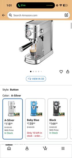 Casabrews 20Bar Espresso Coffee Machine - Silver