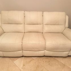 White Recliner Sofas - 2, Recliner Needs Fixing 