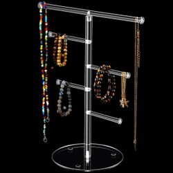 Acrylic Jewelry Tree Stand Organizer T-Bar Necklace Display Stand Holder Clear