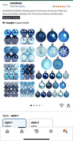 New Blue Christmas Ornaments 100ct