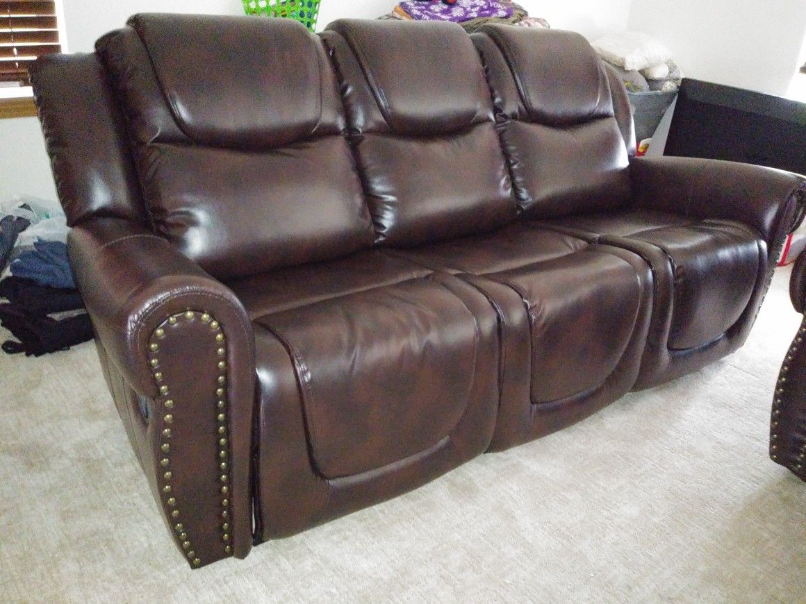 Reclining set Brown Bonded leather